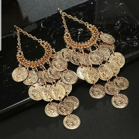 *Jessica* Coin Chandelier Earrings - Picture 2 of 4